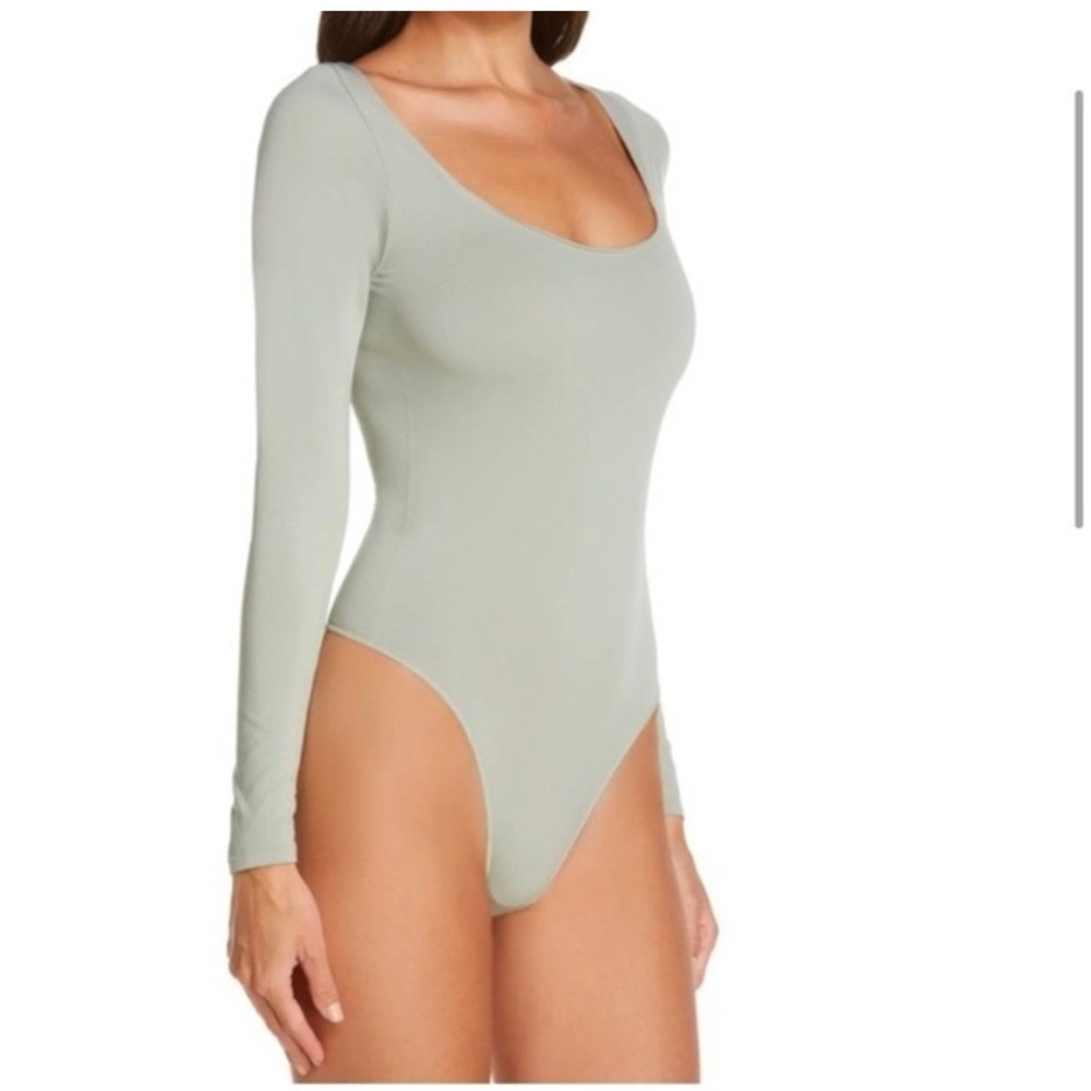 SKIMS Fits Everybody Square Neck Long Sleeve bodysuit in mint
